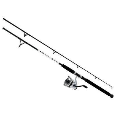 Daiwa D-Wave Black/White Reel w/Fiberglass Rod Combo, 2 Pieces, 7' Rod