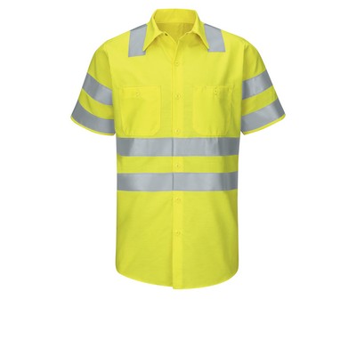 Red Kap Hi-Visibility - Men's Hi-Visibility Short Sleve Ripstop Work Shirt
