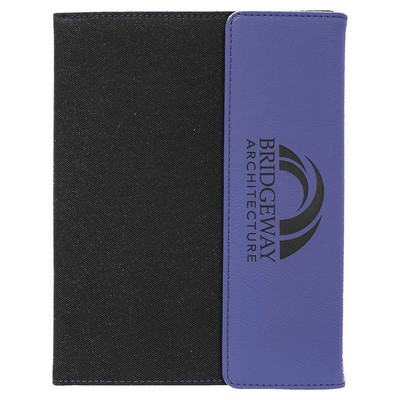 Black Canvas / Purple Faux Leather Small Portfolio with Notepad, 7" x 9"