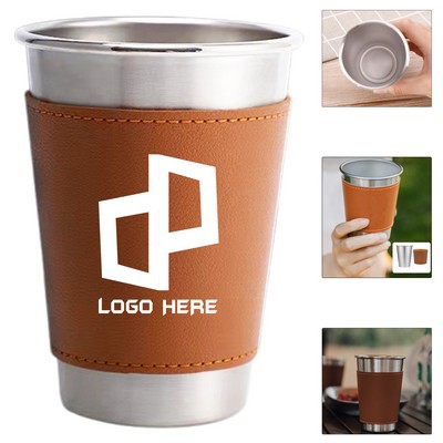 16Oz Pu Cover Steel Pint Cups