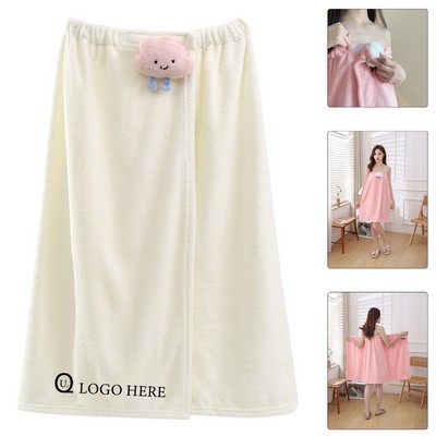 Coral Fleece Women Wearable Bath Towel With Toy