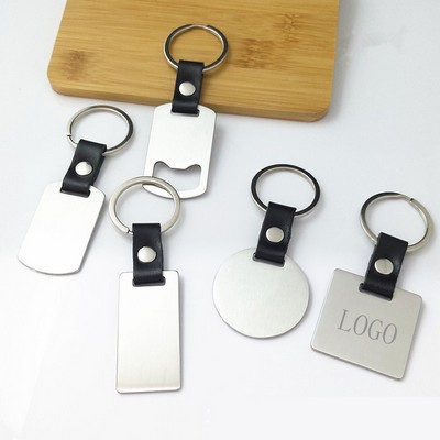 Leather Strap Bottle Opener Keychain
