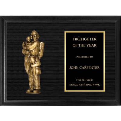 7" Fireman With Child On Black Board