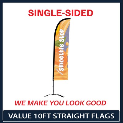 Value 10' Straight Flag - Single Sided Graphic Black X Base