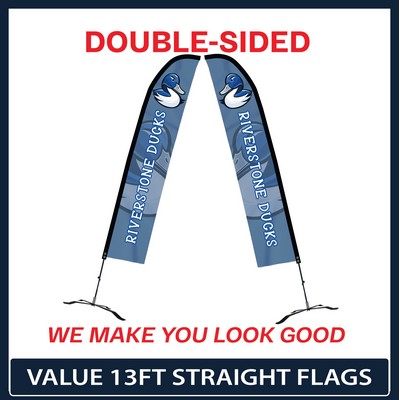 Value 13' Straight Flag - Double Sided Graphic Black X Base