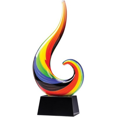 Rainbow Flame Art Glass Award 9"H