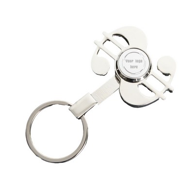 Metallic Dollar Sign Fidget Spinner Keychain