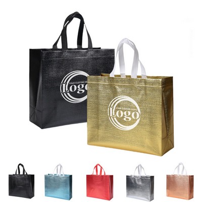Glossy Embossed Laminated Metallic Shiny Reusable Grocery Gift Bag