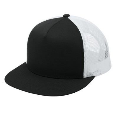 Sport-Tek YP Classics 5-Panel Classic Trucker Mesh Back Cap.
