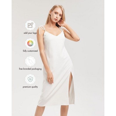 Women's All-Over Print Tie Strap Split Dress