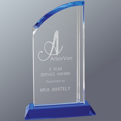 Clear Crystal Arch on Blue Crystal Base, Large (6"x 10-1/4"H)