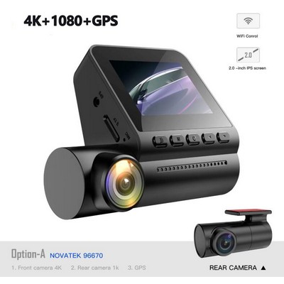 Dual Full HD Car Video Recorder With GPS 4K Front 1080P Rear Dash Camera