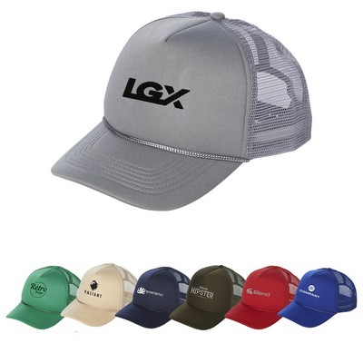 Rope-Accent 5-Panel Adjustable Trucker Cap