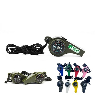 3-in-1 Emergency Whistles with Compass and Thermometer