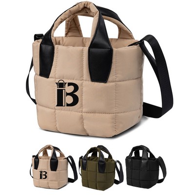 Quilted Small Puffer Tote Bag