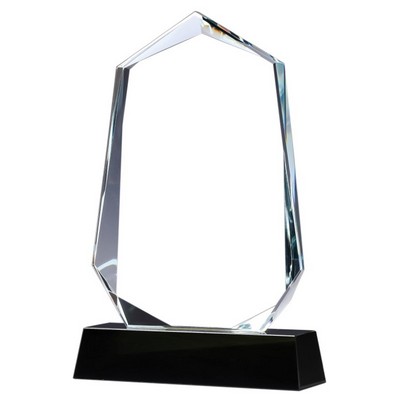 Peak Panel Crystal Award with Onyx Base, 9"H
