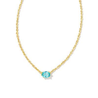 Kendra Scott Cailin Gold Pendant Necklace - Aqua Crystal