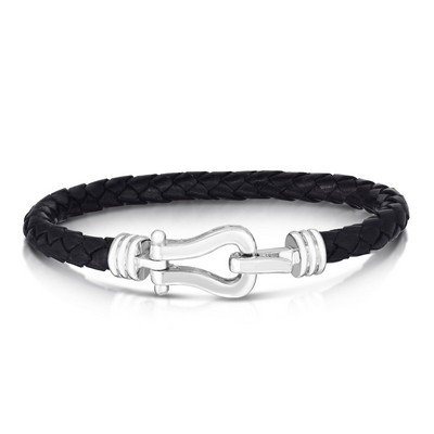 Jilco Inc Sterling Silver Black Leather Bracelet
