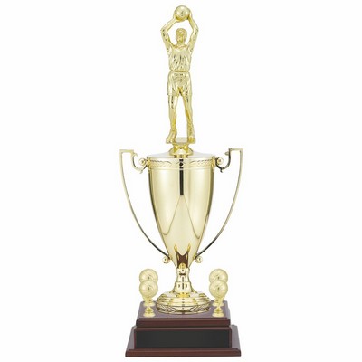 Male Basketball Player with 13" Gold Cup with Figure and Trim