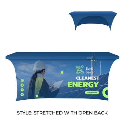 6' RPET Table Cover STRETCHED w/ OPEN BACK