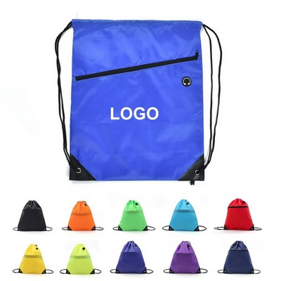 Drawstring Backpack with Zip Pocket