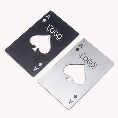 Ace Stainless Steel Poker Steel Playing Card Type Bottle Opener