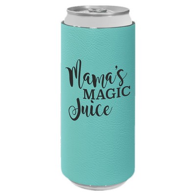 Teal Leatherette Slim Beverage Holder