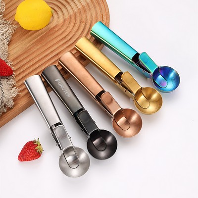 Metal Ice Cream Scoops with Trigger, Stainless Steel Ice Cream Digger Fruit Ice Ball Maker(Large)