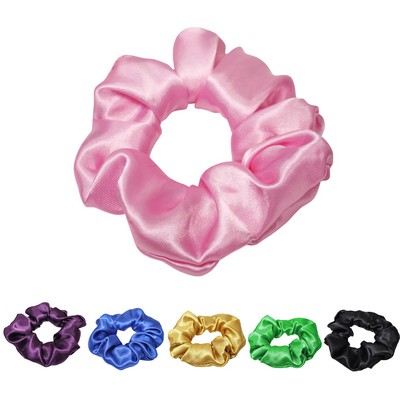 Satin Solid Color Retro Scrunchie Hair Tie for Women