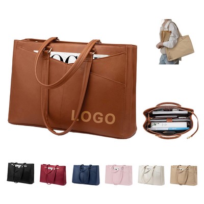 Laptop Leather Tote Bag