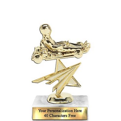 Trophy 7", 2X3 White Marble Base, Go Kart Gold Unique