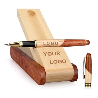 Luxury Wooden Ballpoint Pen Gift Set with Business Pen Case
