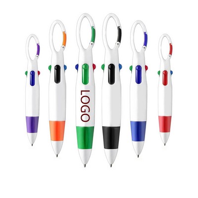 4 Color Ballpoint Pen w/Carabiner