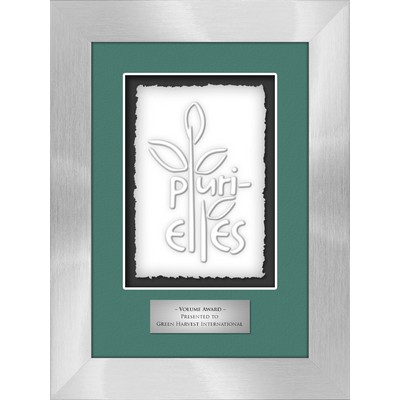 Teslin (Vertical) - Cast Paper Raised Image - Shadowbox Award - Silver Frame