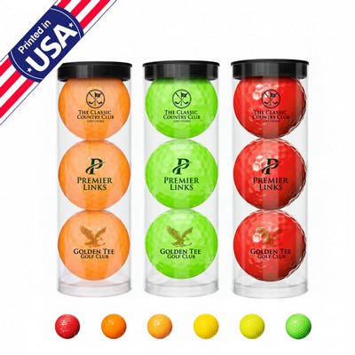 3-Pack Colored Golf Ball with Clear Tube