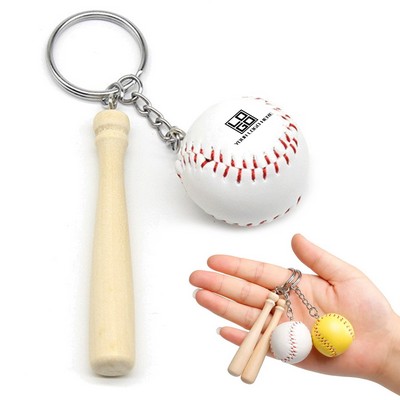 Wooden Baseball Bat Key Chain