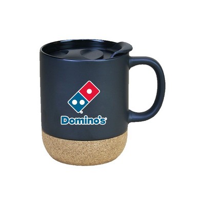Ceramic Cork Bottom Mug with Lid Coffee Cup