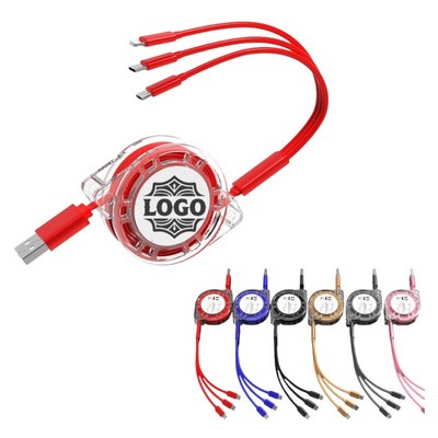 40" 3-in-1 Multi USB Retractable Fast Charger Cable