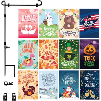 12" x 18" Double-Sided Garden Flag With Stand