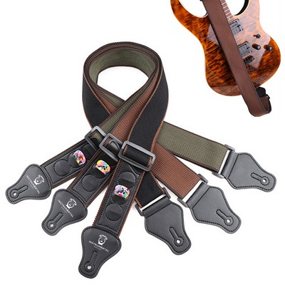 Adjustable Guitar Strap with 3 Guitar Picks Slot