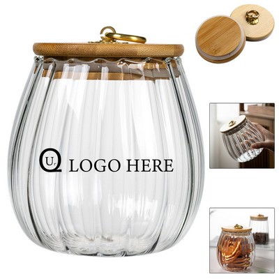 Ribbed Round Glass Jar