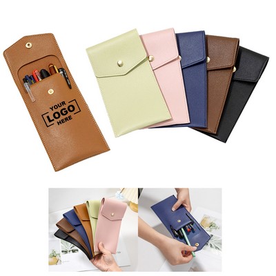 Faux Leather Large Capacity Pen Pouch