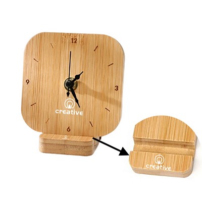 Wooden Desk Clock W/Holder