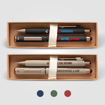 York Recycled Plastic Bronze Trim Pen Gift Set - Full-Color Inkjet