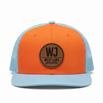 Richardson Nyco 6-Panel Hat W/Leather Patch Or Embroidery