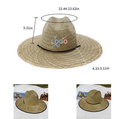 Summer Straw Hat With Colorful Underbrim Print Patch
