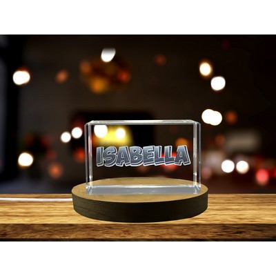 Isabella 3D Engraved Crystal Trophy Award w/LED Base - Custom Name Art