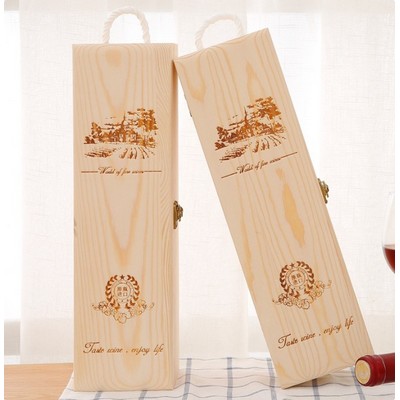 Single Wine Bottle Wooden Box With Handle