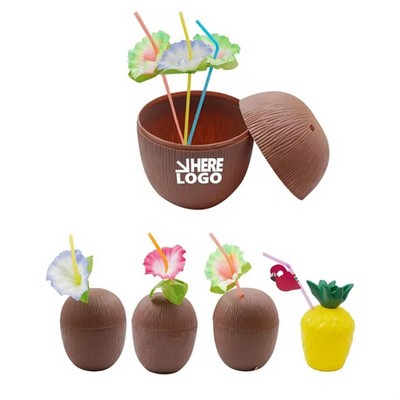 Custom Coconut Cups with Flower Straws