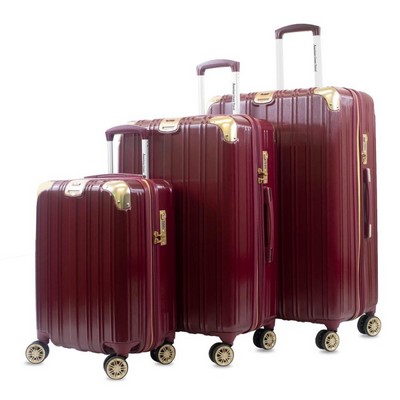 Prima USA Melrose S 3-piece TSA Anti-theft Luggage Set, Burgundy/Gold